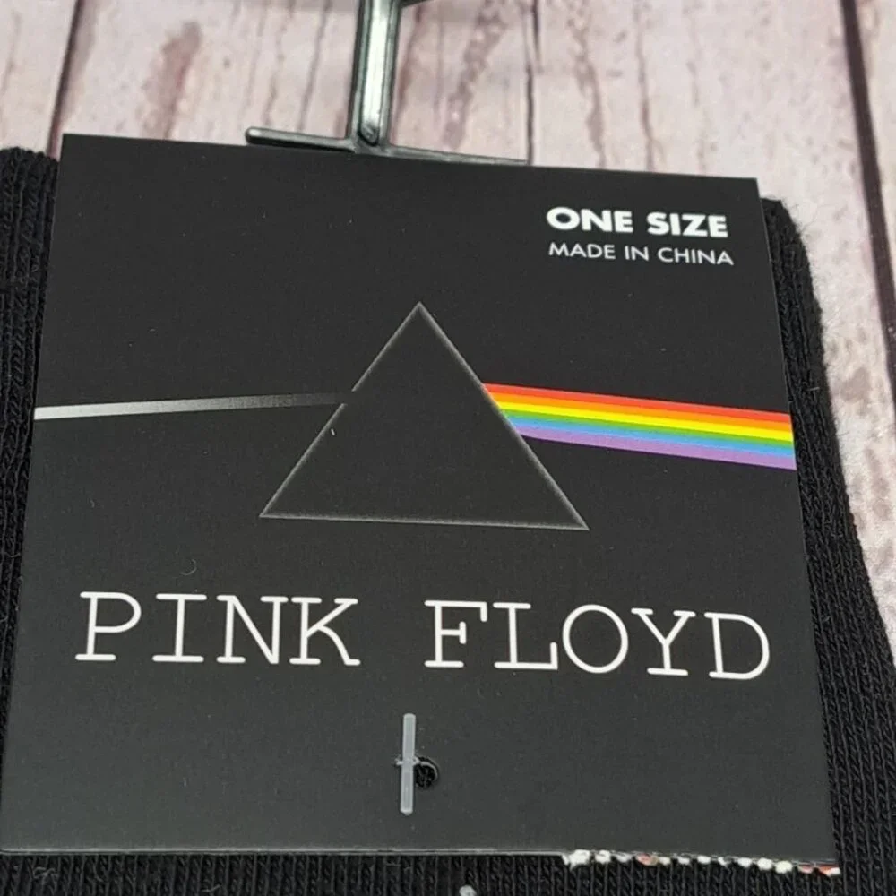 2 Pair Pink Floyd Prizm Dark Side‎ Moon Men's Crew Socks Black One Size (7-12)